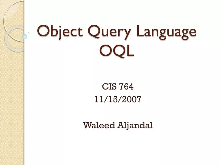 object query language oql