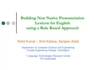Building Non Native Pronunciation Lexicon for English using a Rule Based Approach