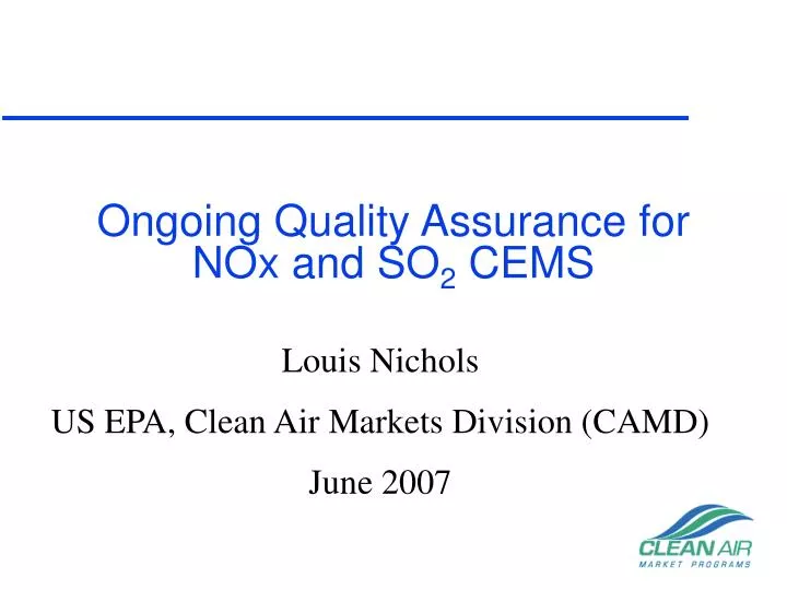 ongoing quality assurance for nox and so 2 cems