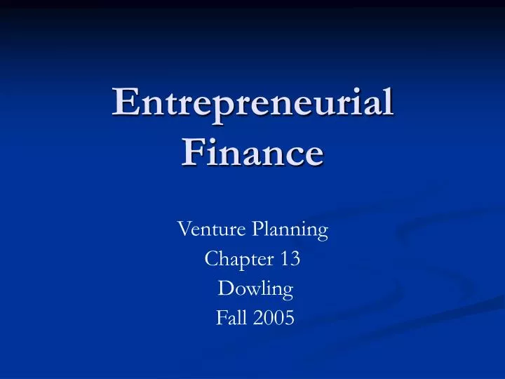 entrepreneurial finance