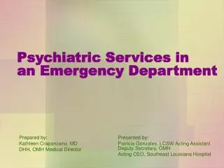 Psychiatric Services in an Emergency Department