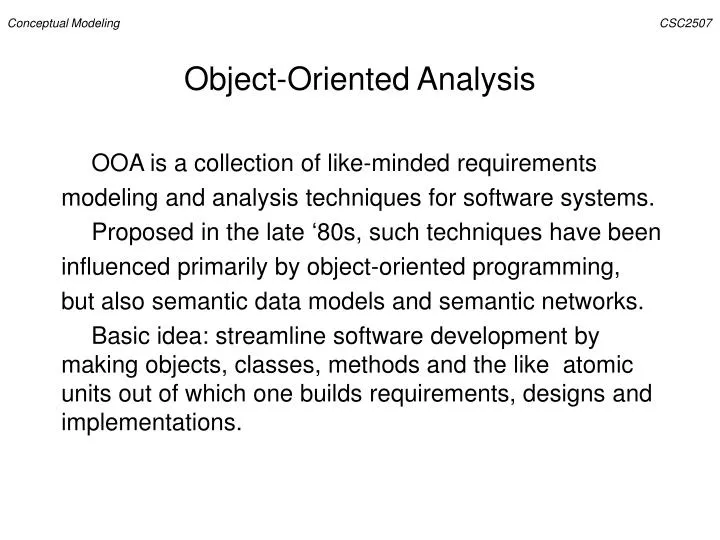 object oriented analysis