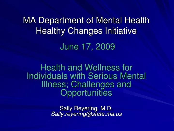 ma department of mental health healthy changes initiative