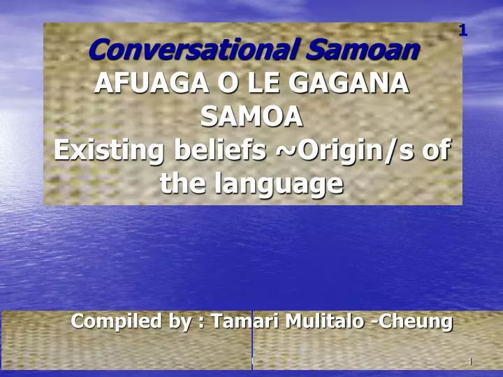 conversational samoan afuaga o le gagana samoa existing beliefs origin s of the language