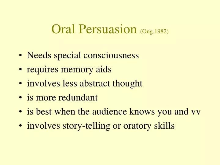 oral persuasion ong 1982