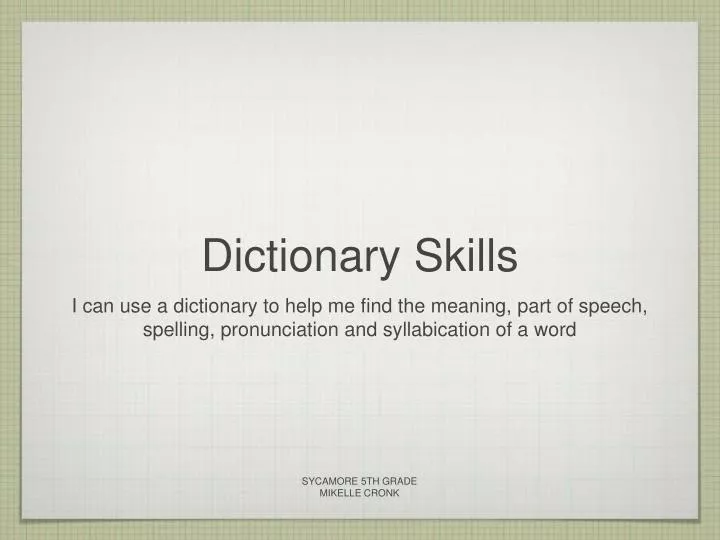 dictionary skills