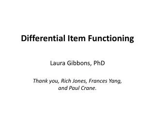 Differential Item Functioning