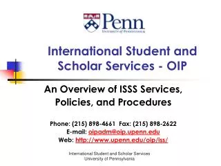 International Student and Scholar Services - OIP