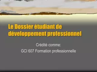 le dossier tudiant de d veloppement professionnel