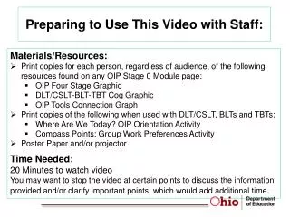 Preparing to Use This Video with Staff: