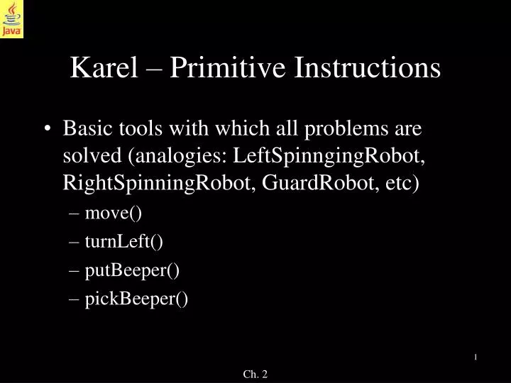 karel primitive instructions