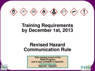 Training Requirements by December 1st, 2013 Revised Hazard Communication Rule