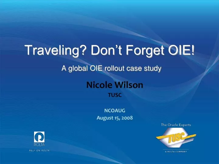traveling don t forget oie a global oie rollout case study