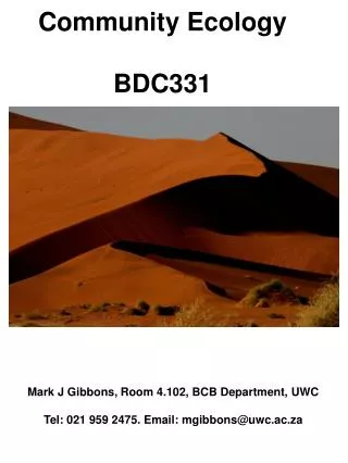 Community Ecology BDC331