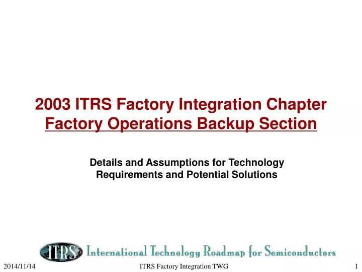2003 itrs factory integration chapter factory operations backup section