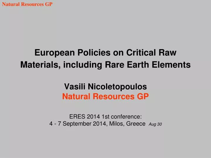 european policies on critical raw materials including rare earth elements