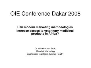 OIE Conference Dakar 2008