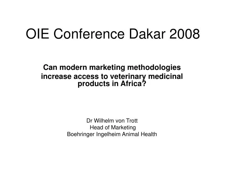 oie conference dakar 2008