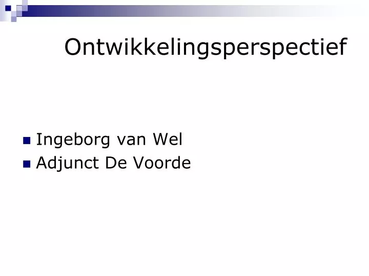 ontwikkelingsperspectief