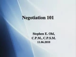 Negotiation 101