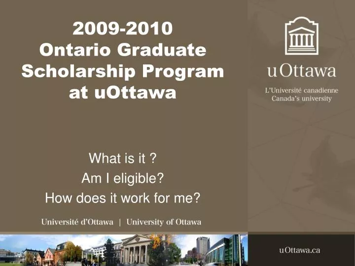 2009 2010 ontario graduate scholarship program at uottawa