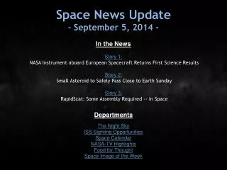 Space News Update - September 5, 2014 -