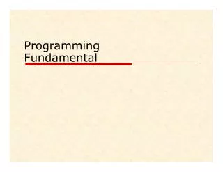 Programming Fundamental