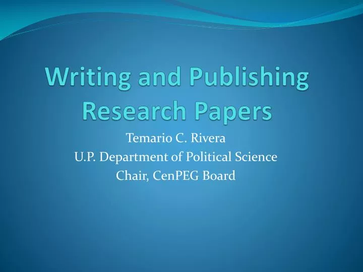 writing and publishing research papers