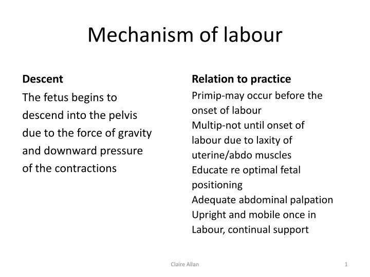 mechanism of labour