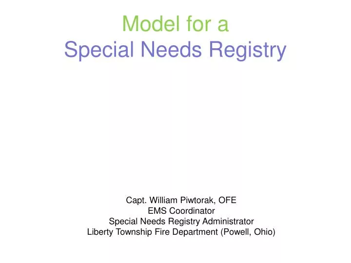 model for a special needs registry