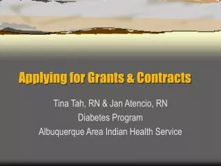 Applying for Grants &amp; Contracts