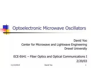 Optoelectronic Microwave Oscillators