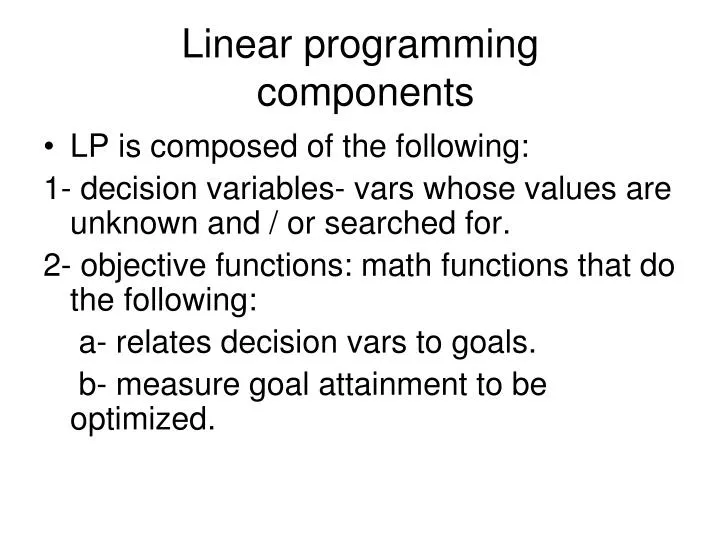 linear programming components