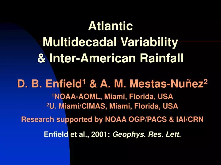 atlantic multidecadal variability inter american rainfall