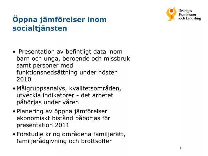 PPT - Öppna Jämförelser Inom Socialtjänsten PowerPoint Presentation ...