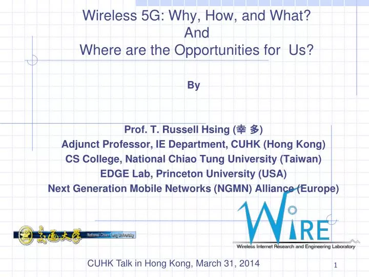 wireless 5g why how and what and where are the opportunities for us