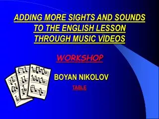 ADDING MORE SIGHTS AND SOUNDS TO THE ENGLISH LESSON THROUGH MUSIC VIDEOS WORKSHOP