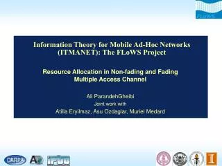 Information Theory for Mobile Ad-Hoc Networks (ITMANET): The FLoWS Project