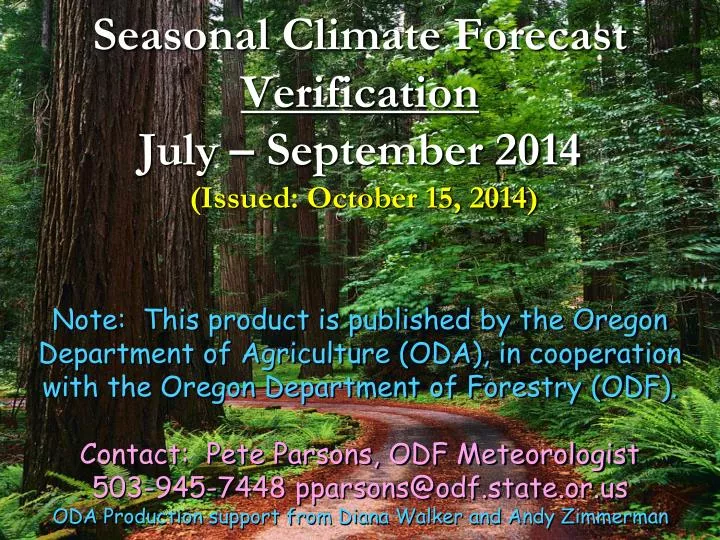 seasonal climate forecast verification july september 2014 issued october 15 2014