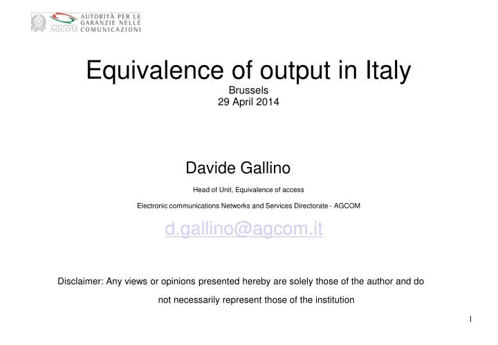 equivalence of output in italy brussels 29 april 2014