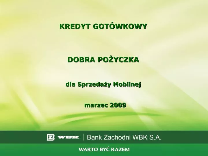 kredyt got wkowy dobra po yczka dla sprzeda y mobilnej marzec 2009