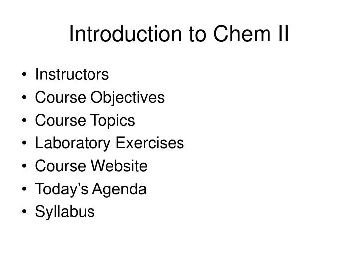 introduction to chem ii