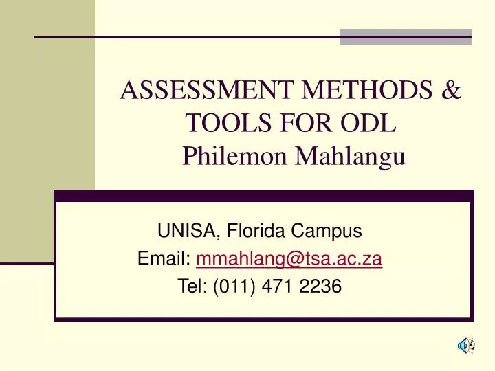 assessment methods tools for odl philemon mahlangu