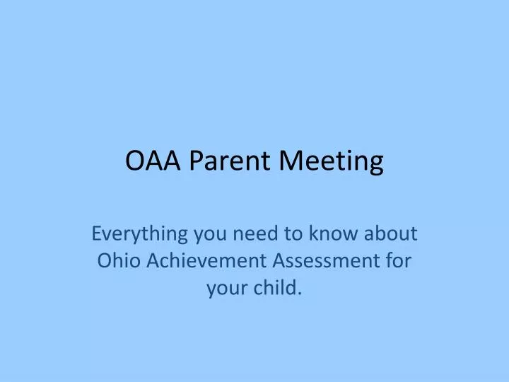oaa parent meeting