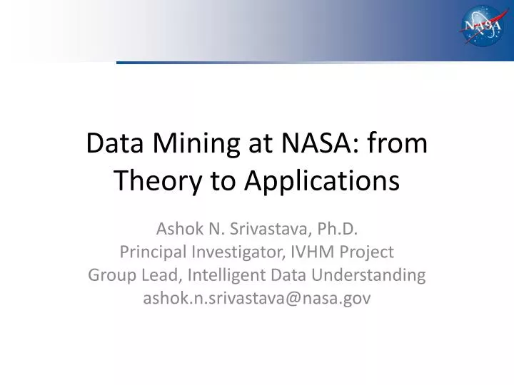 data mining at nasa from theory to applications