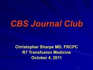 CBS Journal Club