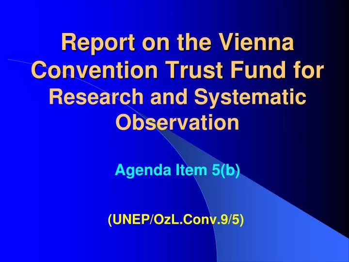 report on the vienna convention trust fund for research and systematic observation agenda item 5 b