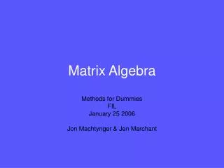 Matrix Algebra