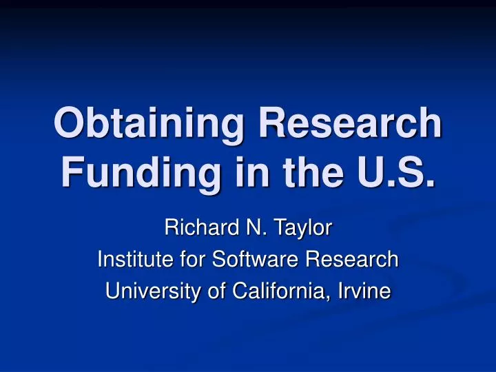 obtaining research funding in the u s
