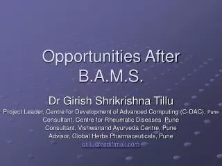 Opportunities After B.A.M.S.
